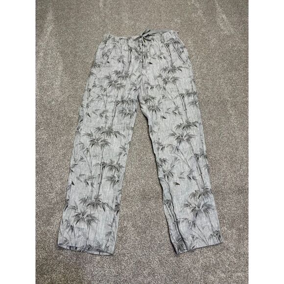 TASSO ELBA ISLAND Womens DRAWSTRING PANTS sz medium gray tropical trouser - Picture 3 of 12
